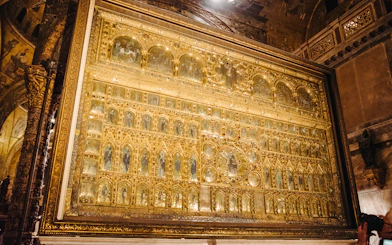 Golden Pala d'Oro altarpiece in St. Mark's Basilica during exclusive after-hours tour.
