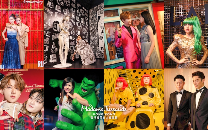 Madame Tussauds Hong Kong wax figures and interactive exhibits.