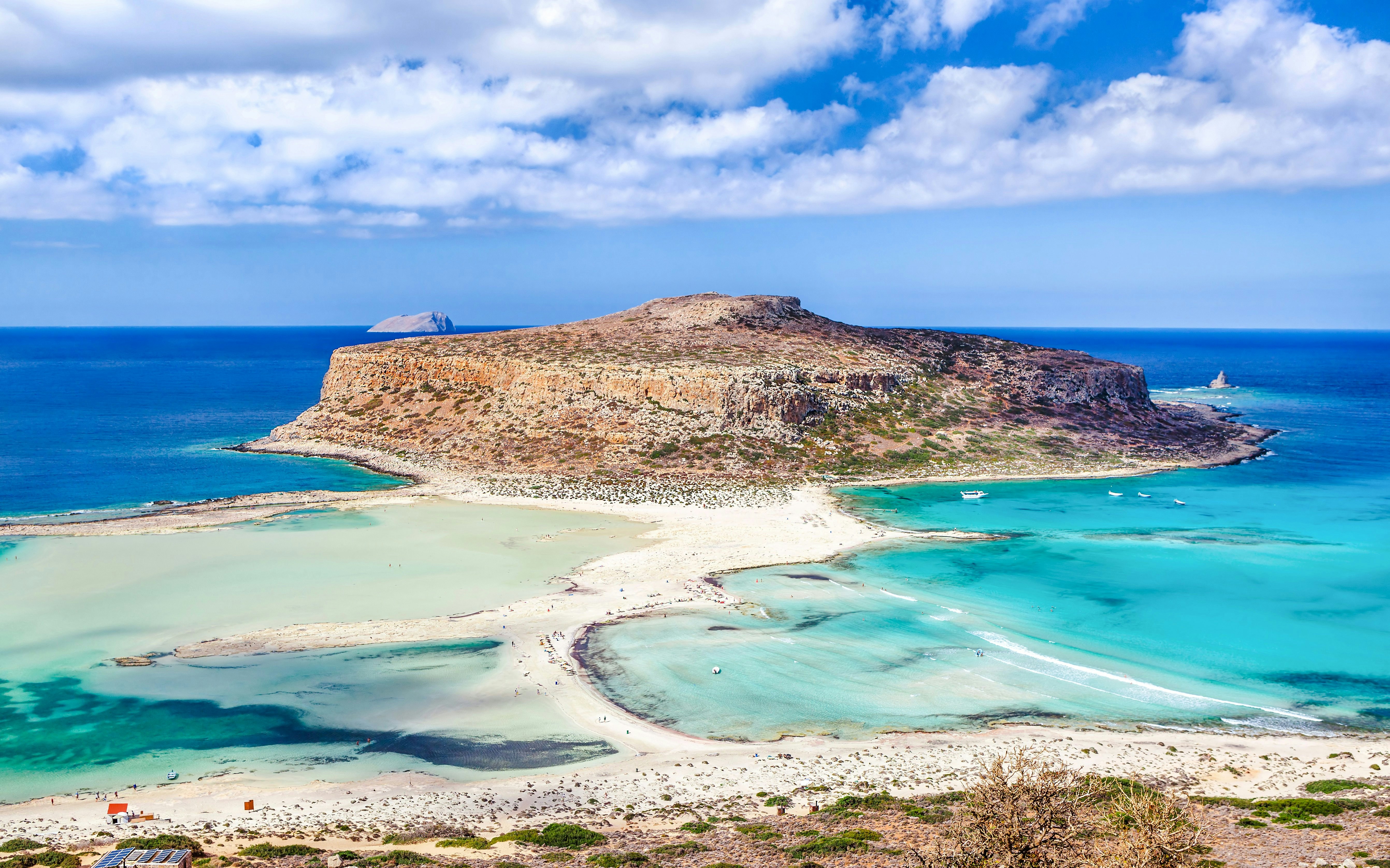 Balos Bay lagoon with turquoise waters and sandy beach on Crete island, Greece.