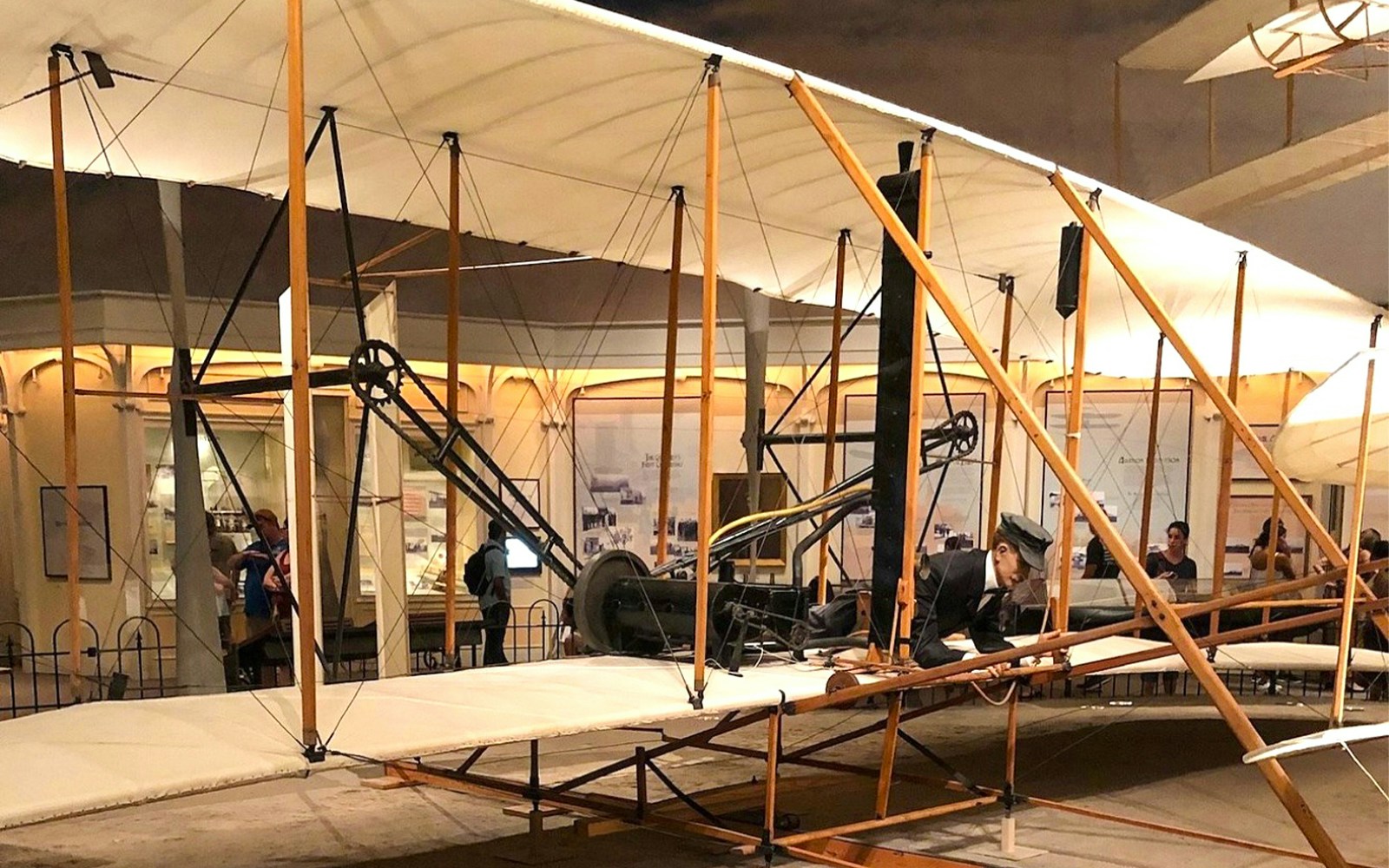 Wright brothers' plane exhibit at Smithsonian's National Air and Space Museum.