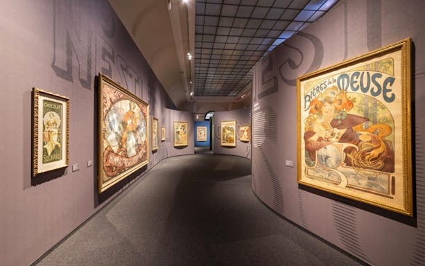 Art Nouveau posters displayed at iMucha Exhibition.
