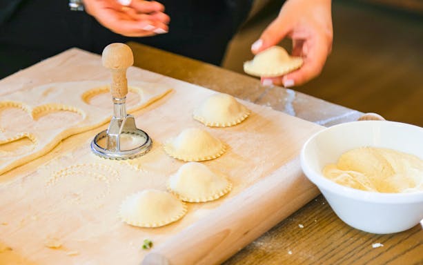 Ravioli being prepared at Neapolitan Cooking School in Sorrento.