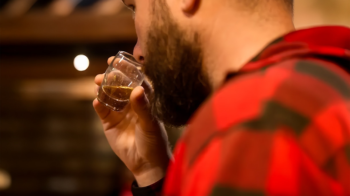 Midleton Distillery whiskey tasting experience with Jameson barrels and glasses.