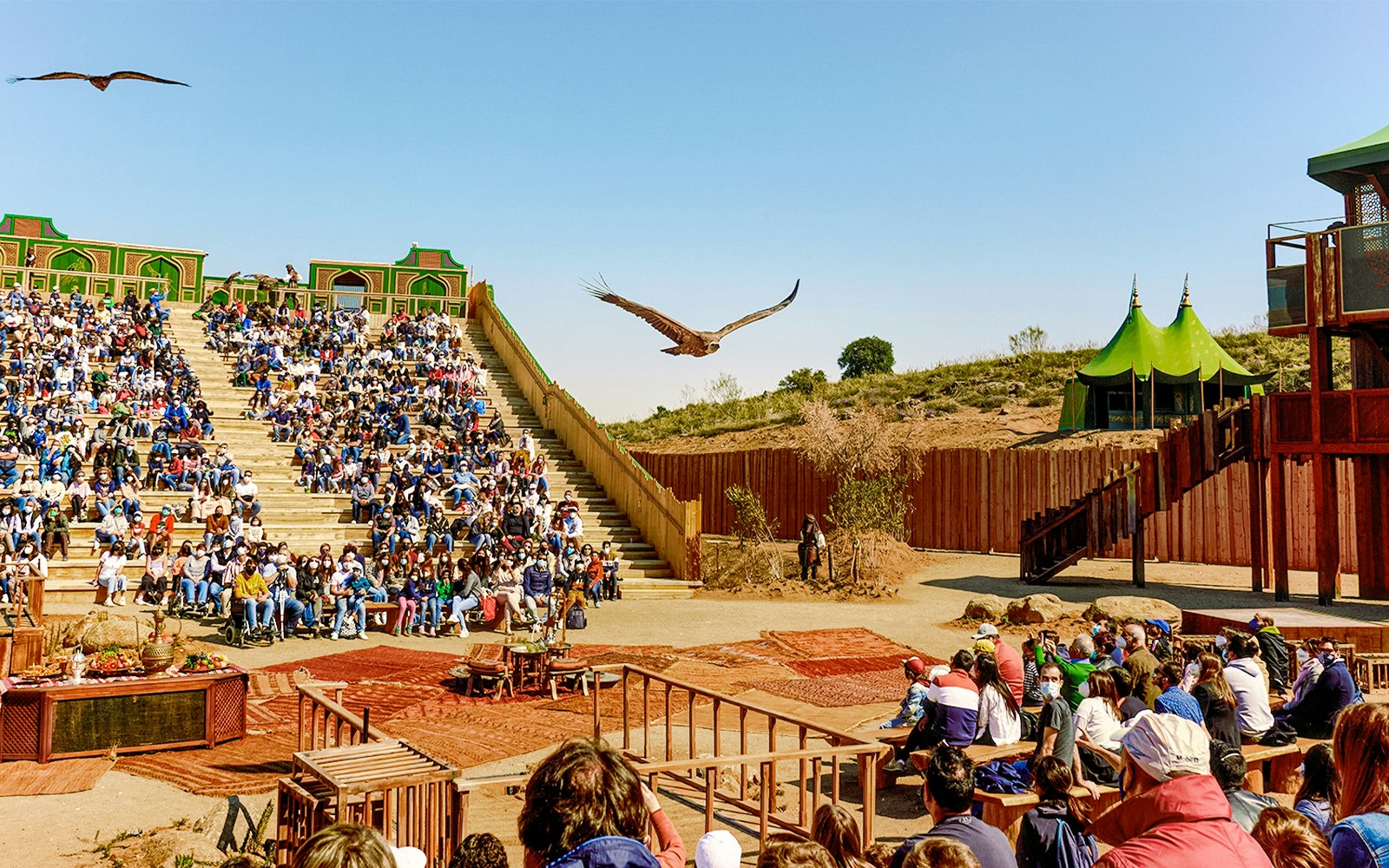 Knights jousting at Puy du Fou España Park in Toledo, Spain.