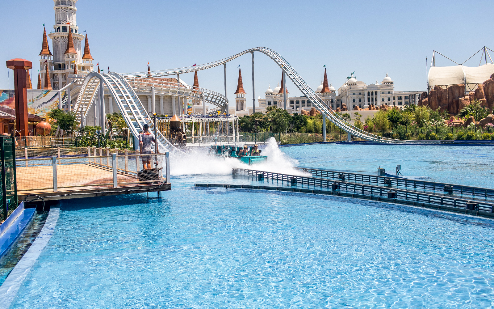 Roller coaster splash at Land of Legends Theme Park, Antalya.