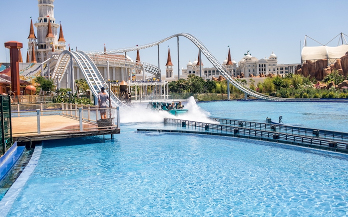 Roller coaster splash at Land of Legends Theme Park, Antalya.