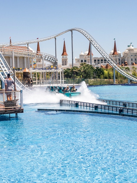Roller coaster splash at Land of Legends Theme Park, Antalya.