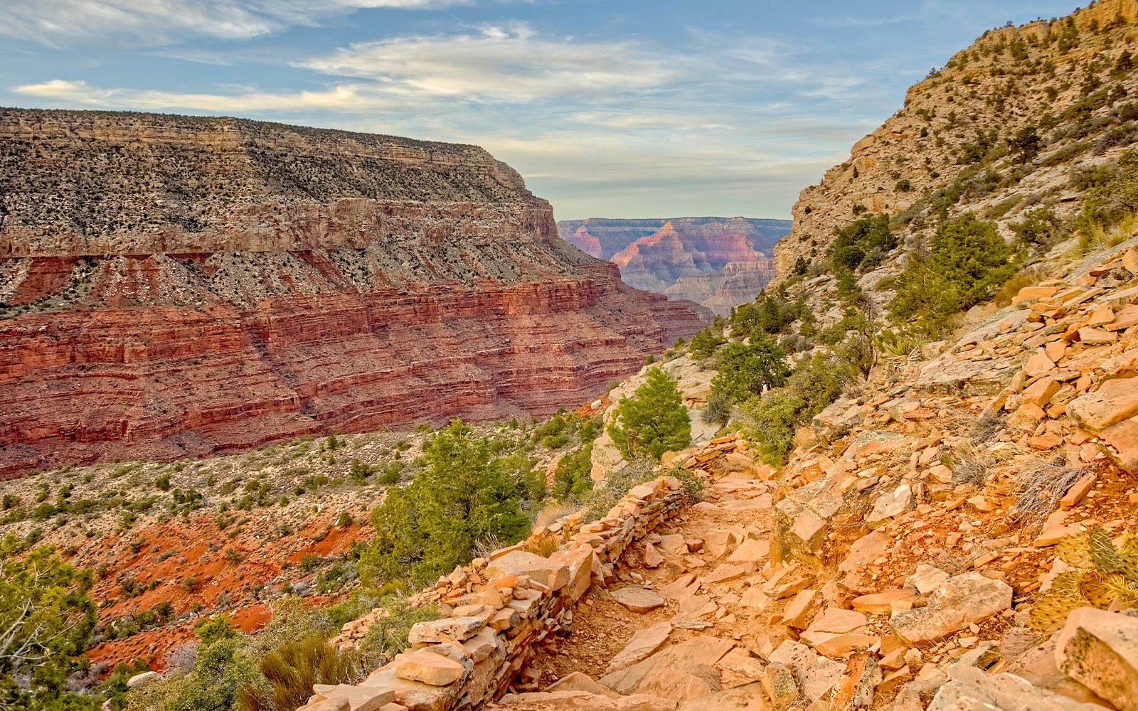 Hermit Creek Canyon view at sundown from Hermit Trail, Grand Canyon, Arizona.