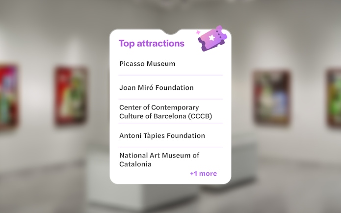 List of top attractions in Barcelona, including Picasso Museum.