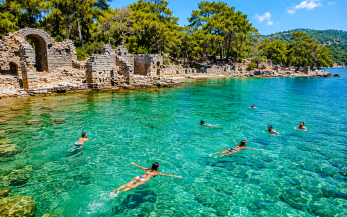 From Antalya: Pirate Boat Cruise with Lunch and Roundtrip Transfer