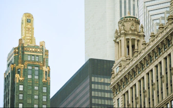 Historic Chicago skyscrapers viewed from architecture cruise.