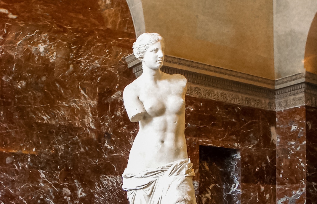 Venus de Milo statue displayed in the Louvre Museum, Paris.
