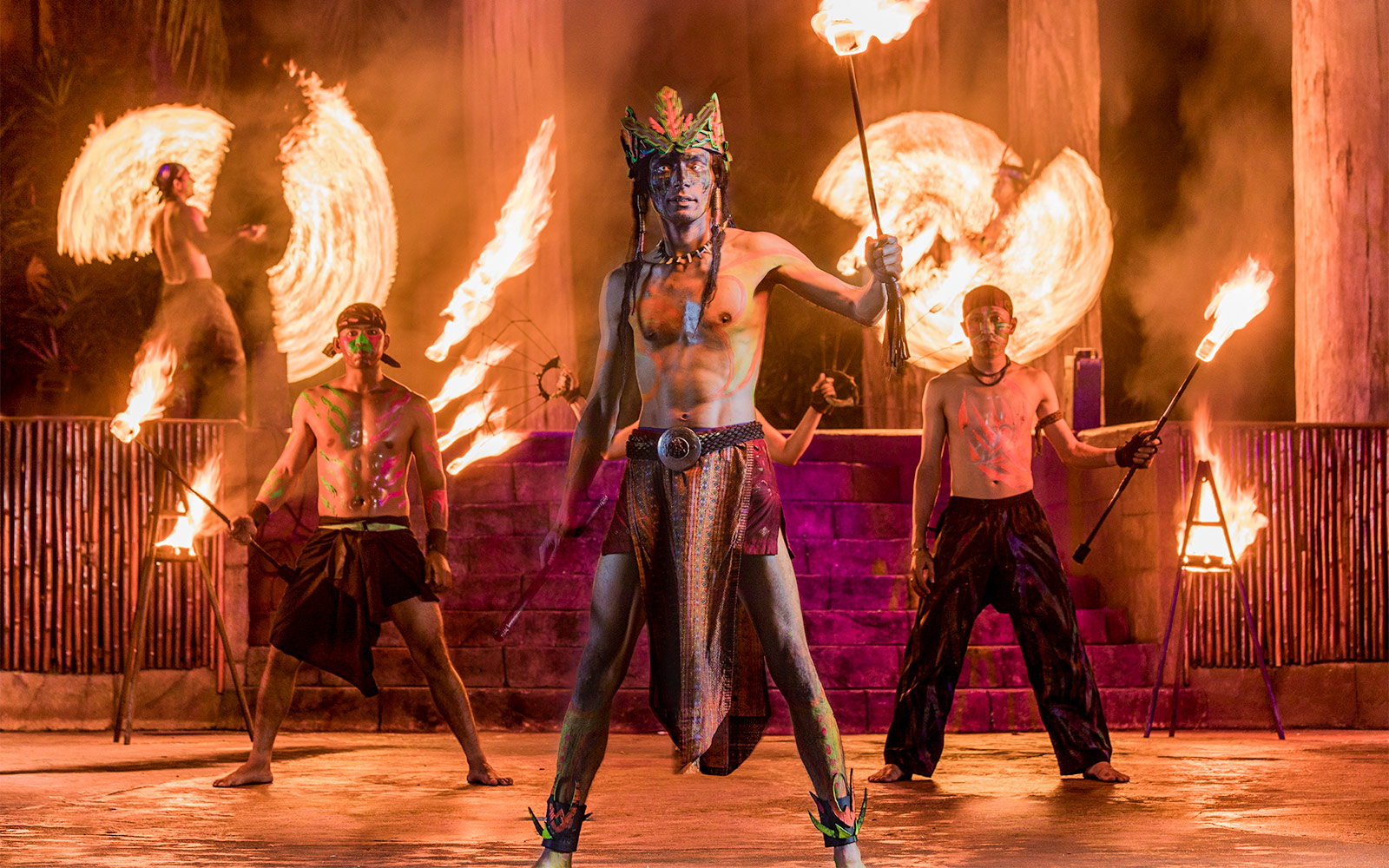 Fire performers at Sunway Lost World Hot Springs Night Park.