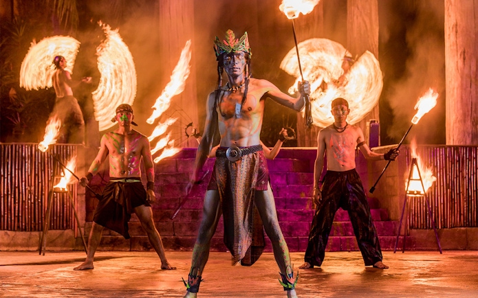 Fire performers at Sunway Lost World Hot Springs Night Park.