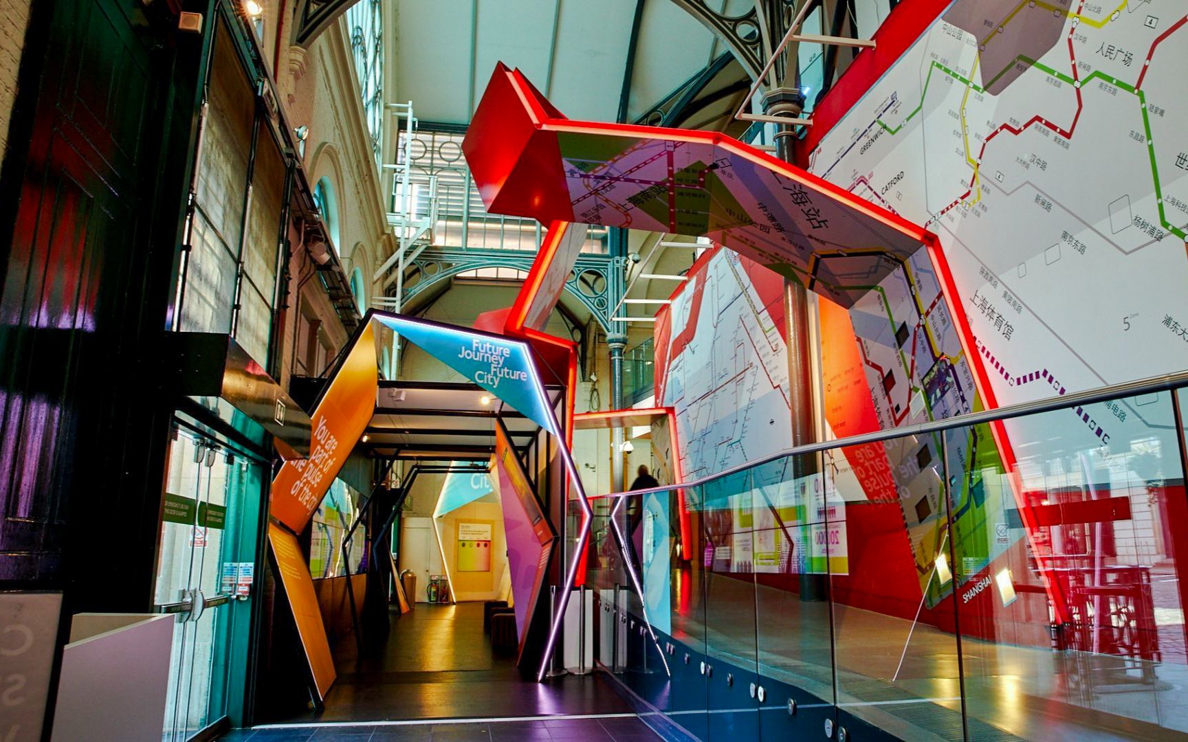 Interactive exhibit at London Transport Museum showcasing future city journeys.