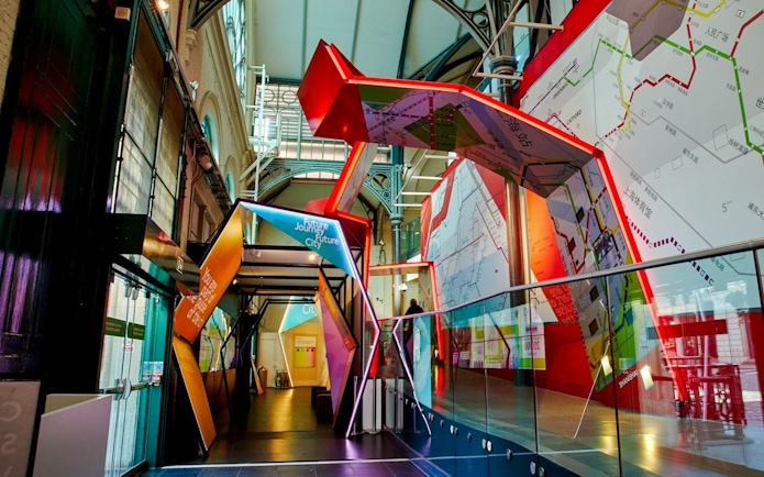 Interactive exhibit at London Transport Museum showcasing future city journeys.
