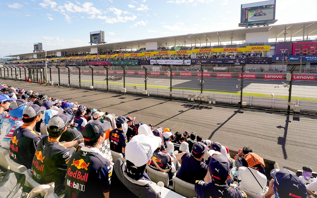 Spectators watching the Formula 1 Japanese Grand Prix 2025 at Suzuka Circuit.