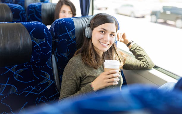 Passenger enjoying a bus ride from Shinjuku to Tokyo Disney Resort.