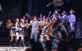 Performers in pirate costumes on stage during WOW: The Vegas Spectacular show.
