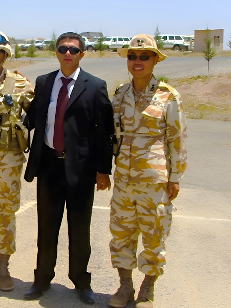 Military personnel and civilians at the DMZ, South Korea.