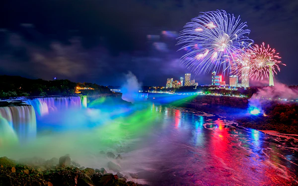 Niagara Falls Canada: Evening Guided Tour with Fireworks Cruise