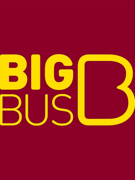 Big Bus Tours logo on a maroon background.
