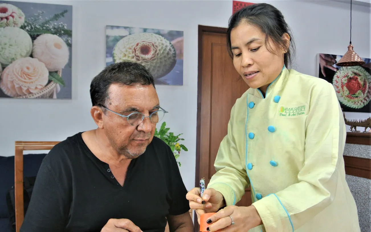 Thai Fruit and Vegetable Carving Class with Master Carver Wan Hertz in Penthouse Studio
