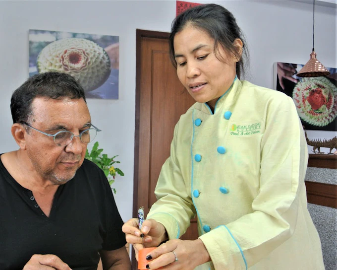 Thai Fruit and Vegetable Carving Class with Master Carver Wan Hertz in Penthouse Studio