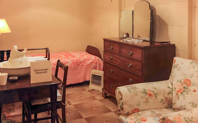Clementine Churchill's room in Churchill's War Rooms, Westminster Walking Tour.