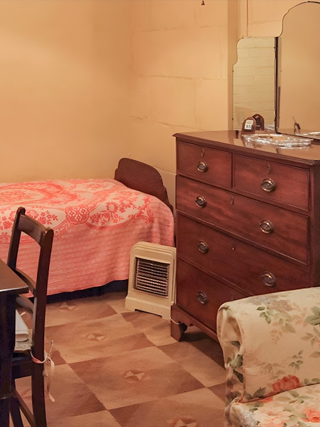 Clementine Churchill's room in Churchill's War Rooms, Westminster Walking Tour.