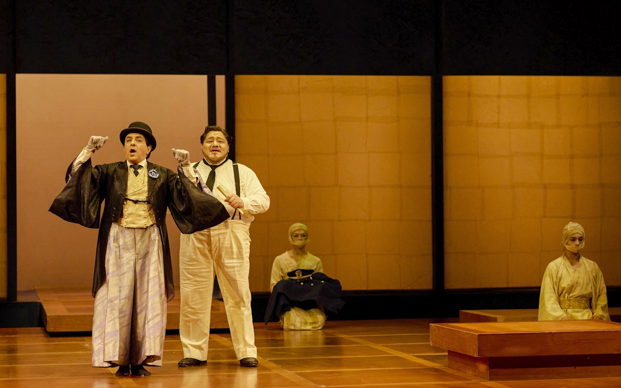 Stage performance of Madama Butterfly in Sydney with actors in traditional costumes.