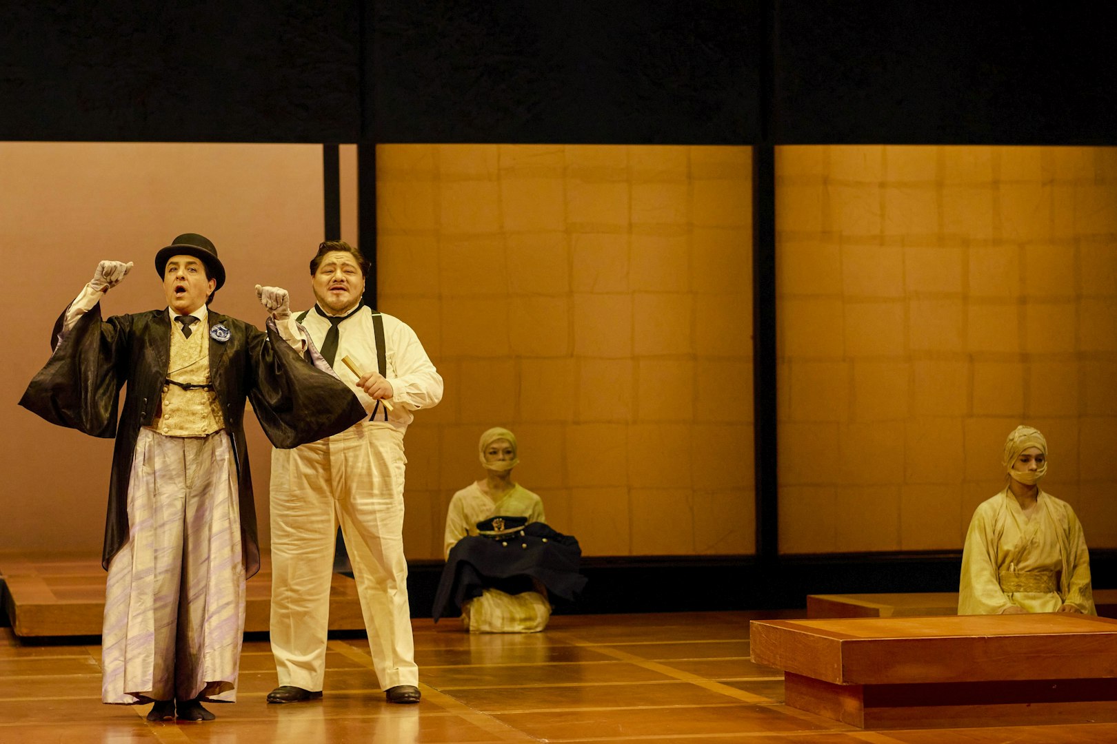 Stage performance of Madama Butterfly in Sydney with actors in traditional costumes.