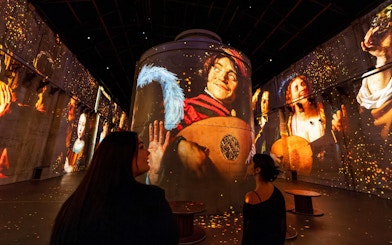 Dutch Masters art projections at Fabrique des Lumières exhibition hall.