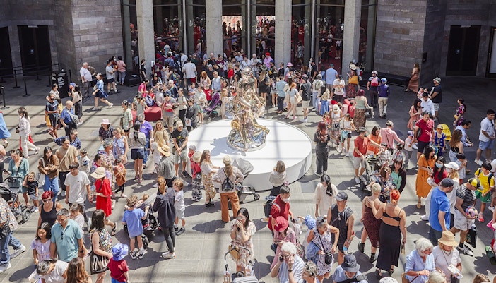 Crowd at NGV International in Melbourne during Lunar New Year 2023 celebration.