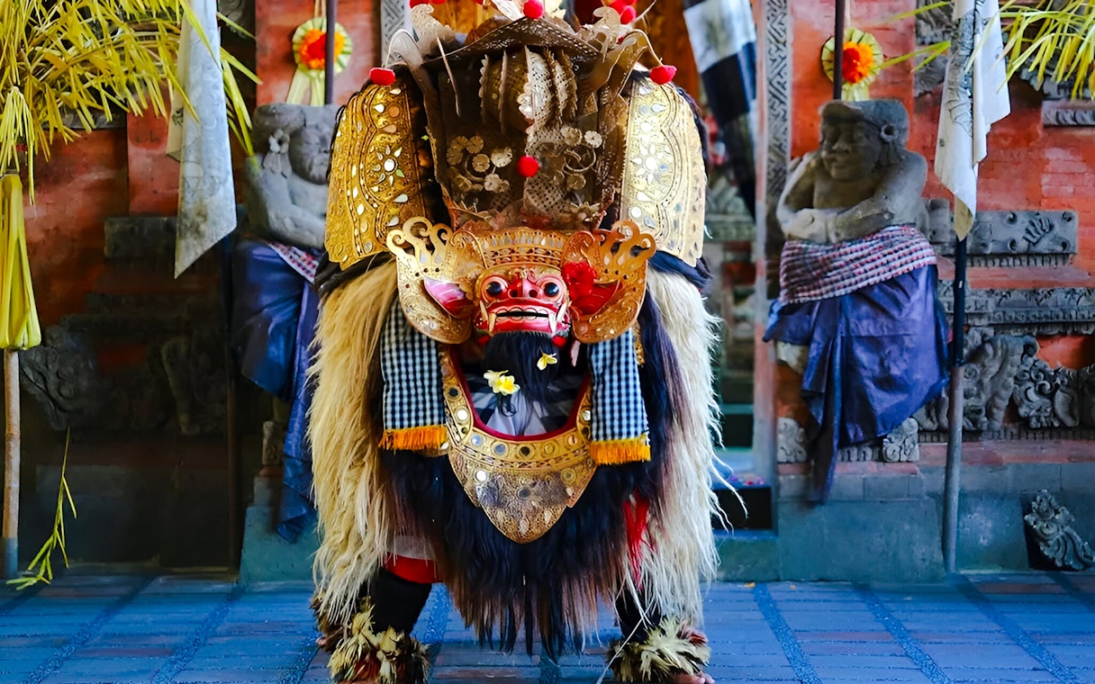 Traditional Barong costume at Uluwatu Kecak & Fire Dance Show, Bali.