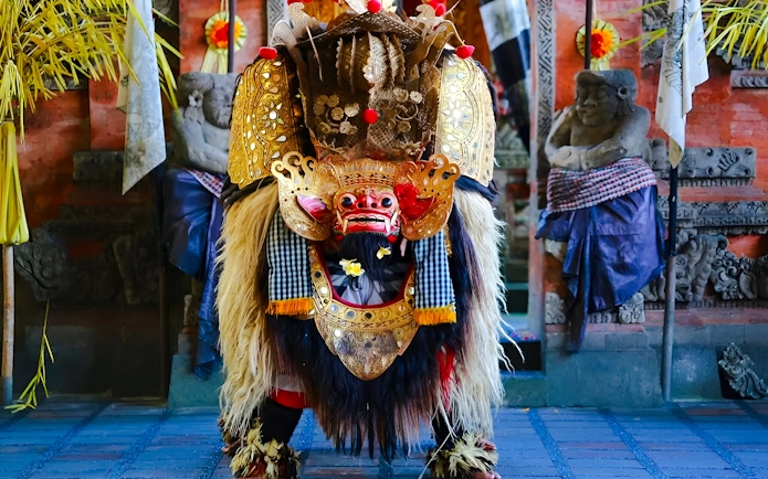 Traditional Barong costume at Uluwatu Kecak & Fire Dance Show, Bali.