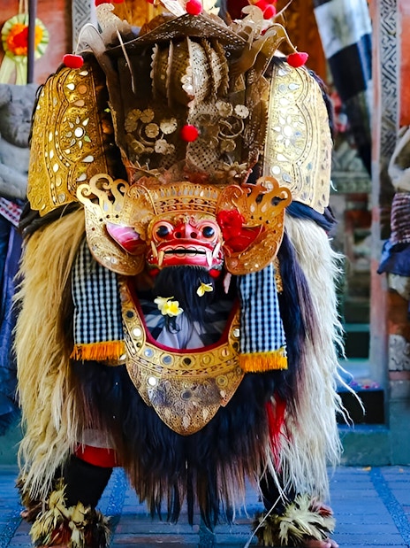 Traditional Barong costume at Uluwatu Kecak & Fire Dance Show, Bali.