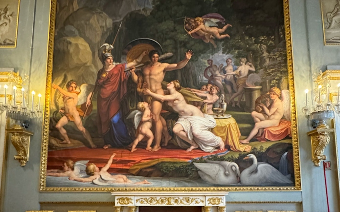 Painting of mythological scene in Palatine Gallery, Pitti Palace, Florence.