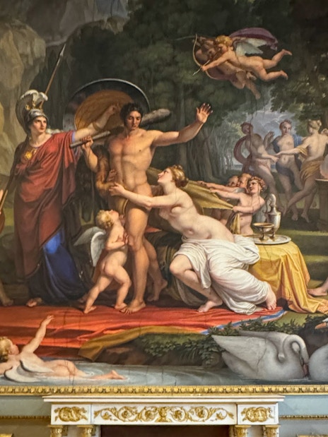 Painting of mythological scene in Palatine Gallery, Pitti Palace, Florence.