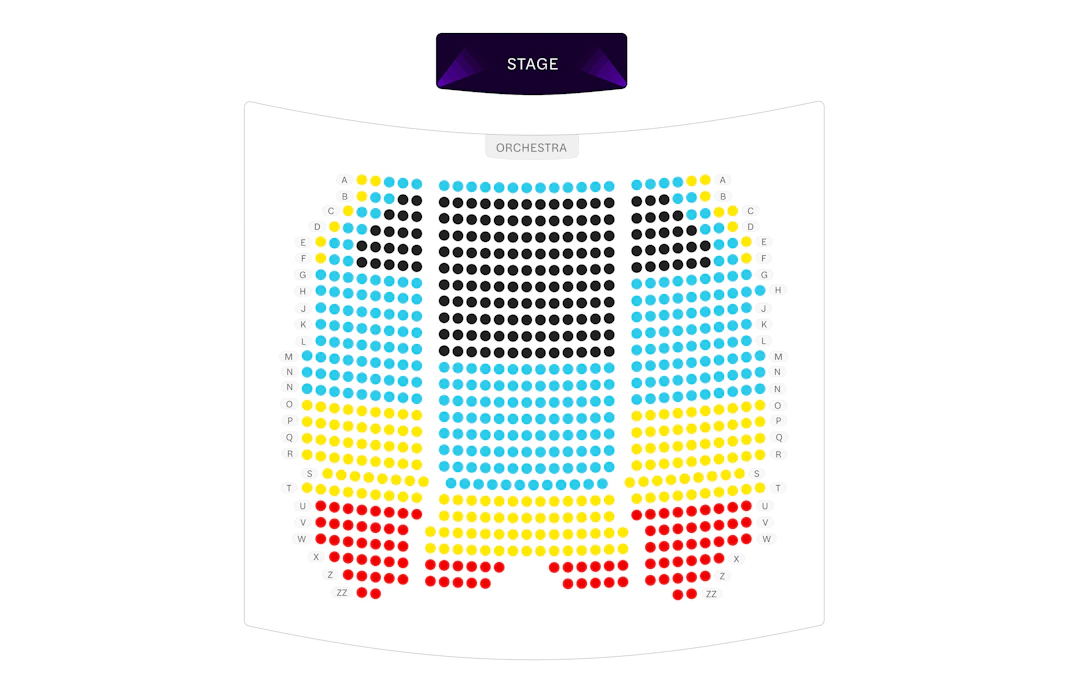 Seating chart for August Wilson Theatre orchestra section.