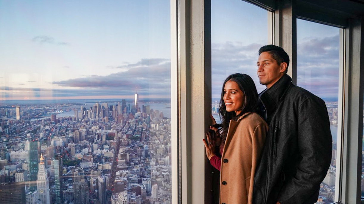 couple enjoying Views of New York City from Empire State Building Observatory