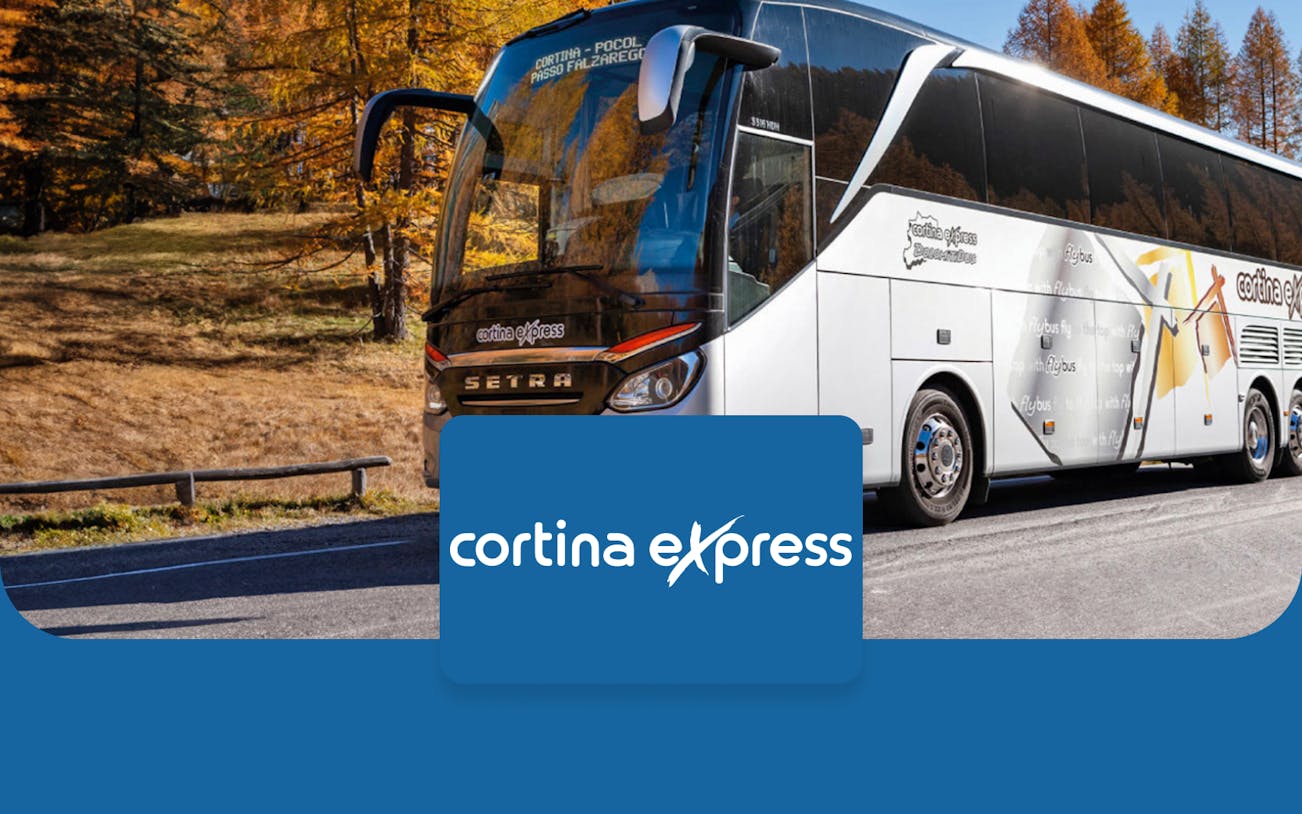 Cortina Express bus on route from Venice Marco Polo Airport to Cortina d'Ampezzo.