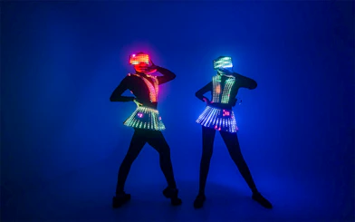 Performers in LED costumes at SplashMania Waterpark, Gamuda Cove Selangor.