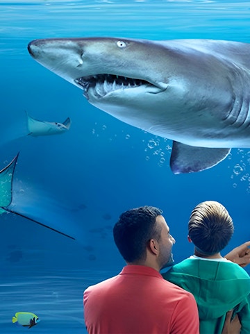 Visitors observing a shark at SEA LIFE Kelly Tarlton's Aquarium, Auckland.
