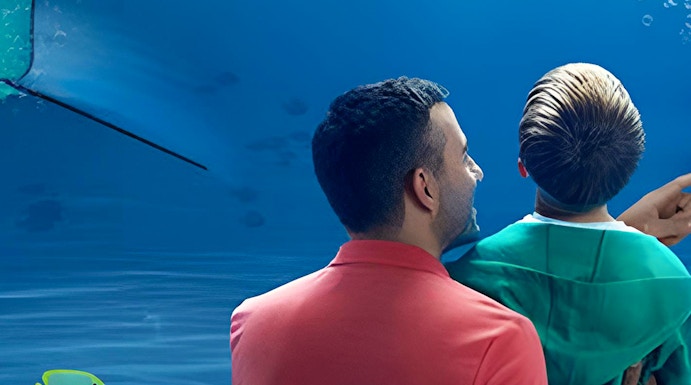 Visitors observing a shark at SEA LIFE Kelly Tarlton's Aquarium, Auckland.