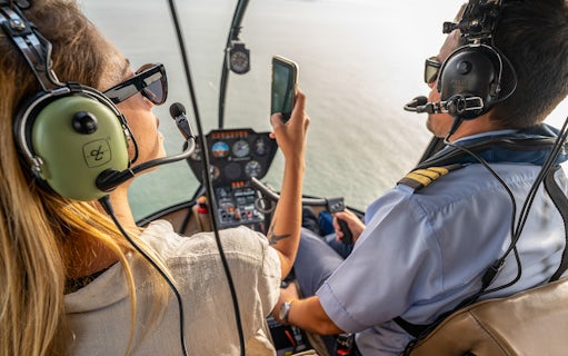 Helicopter passengers view Lisbon's coastline during a 10-minute flight.