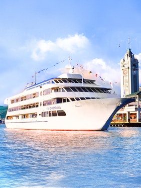 Cruise ship Star of Honolulu docked near Aloha Tower in Honolulu.
