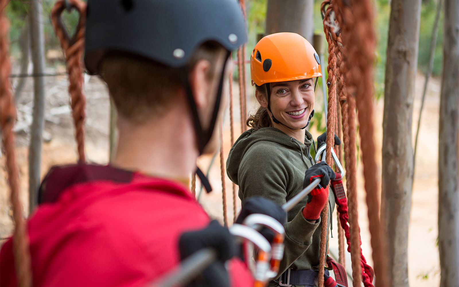 Visitors enjoy the Go Bananas obstacle course at ESCAPE Penang, Malaysia.