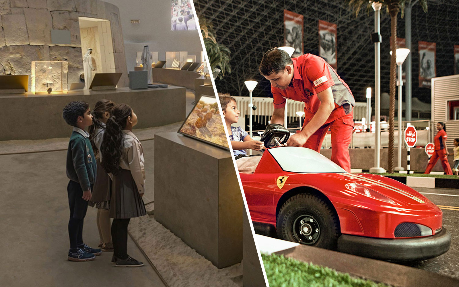 Children exploring exhibits at National History Museum Abu Dhabi.