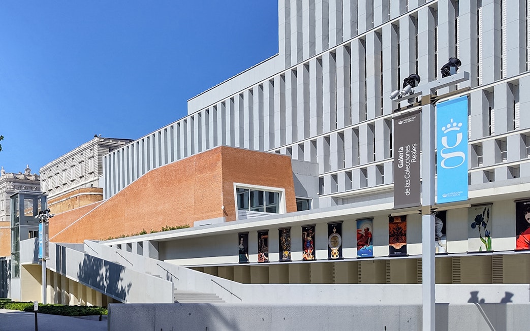 Exterior of the Gallery of Royal Collections in Madrid with modern architecture.